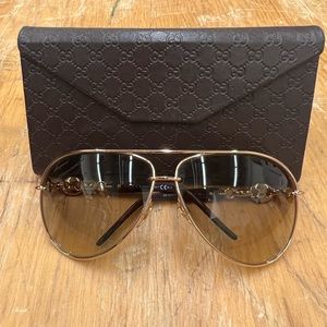 NEW‼️ Gucci Oversized Gold-Toned Aviator Sunglasses, NWOT
